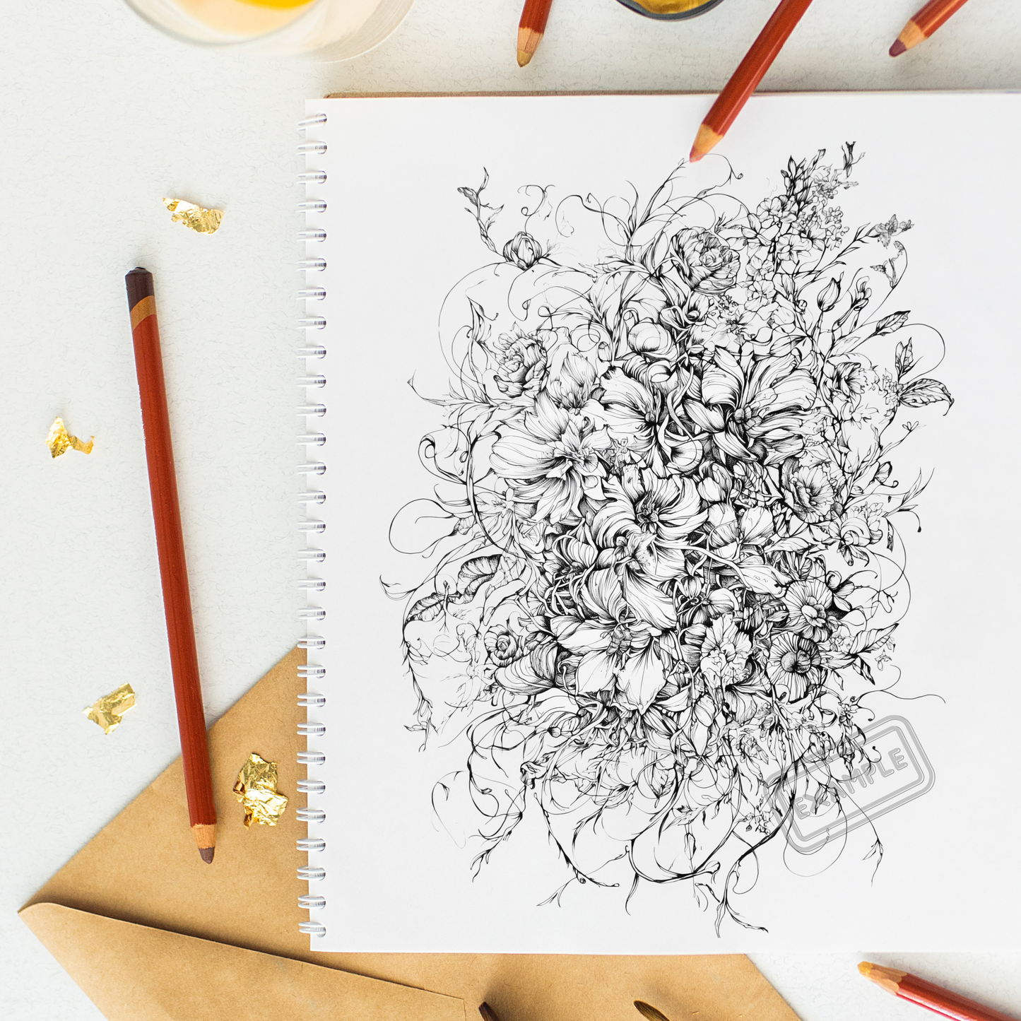 Turn Your Art into Income with Our Floral Coloring Book Prompt Set